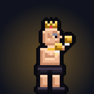Big Akira, a bald fighter with a crown and a gold chain